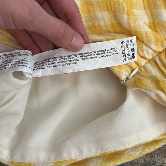 Zara One Shoulder Long Sleeve Top Yellow Gingham Blogger Fave M - Picture 5 of 11